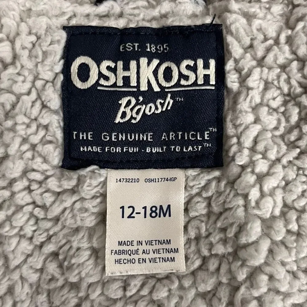Osh Kosh Navy Blue Peacoat With Hood  Boys Size 12-18 Months